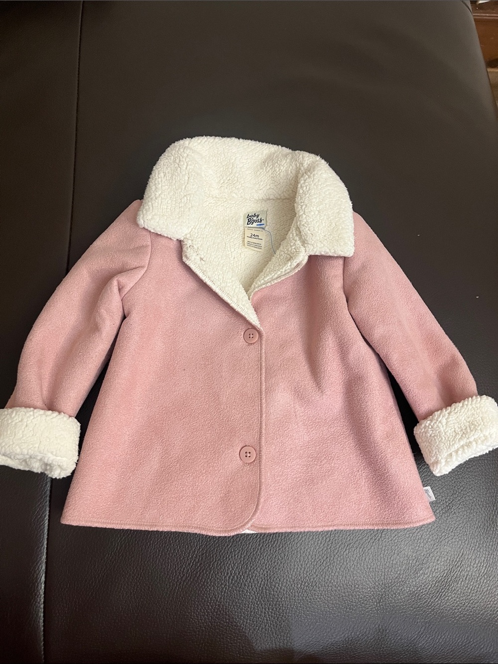 Baby Girl Aspen Pink Sherpa-Trim Pea Coat